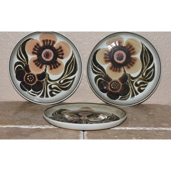 Denby Westbury Bread Plates Set of 3 Stoneware 6.5” Pottery England Vintage 70s - Picture 3 of 4